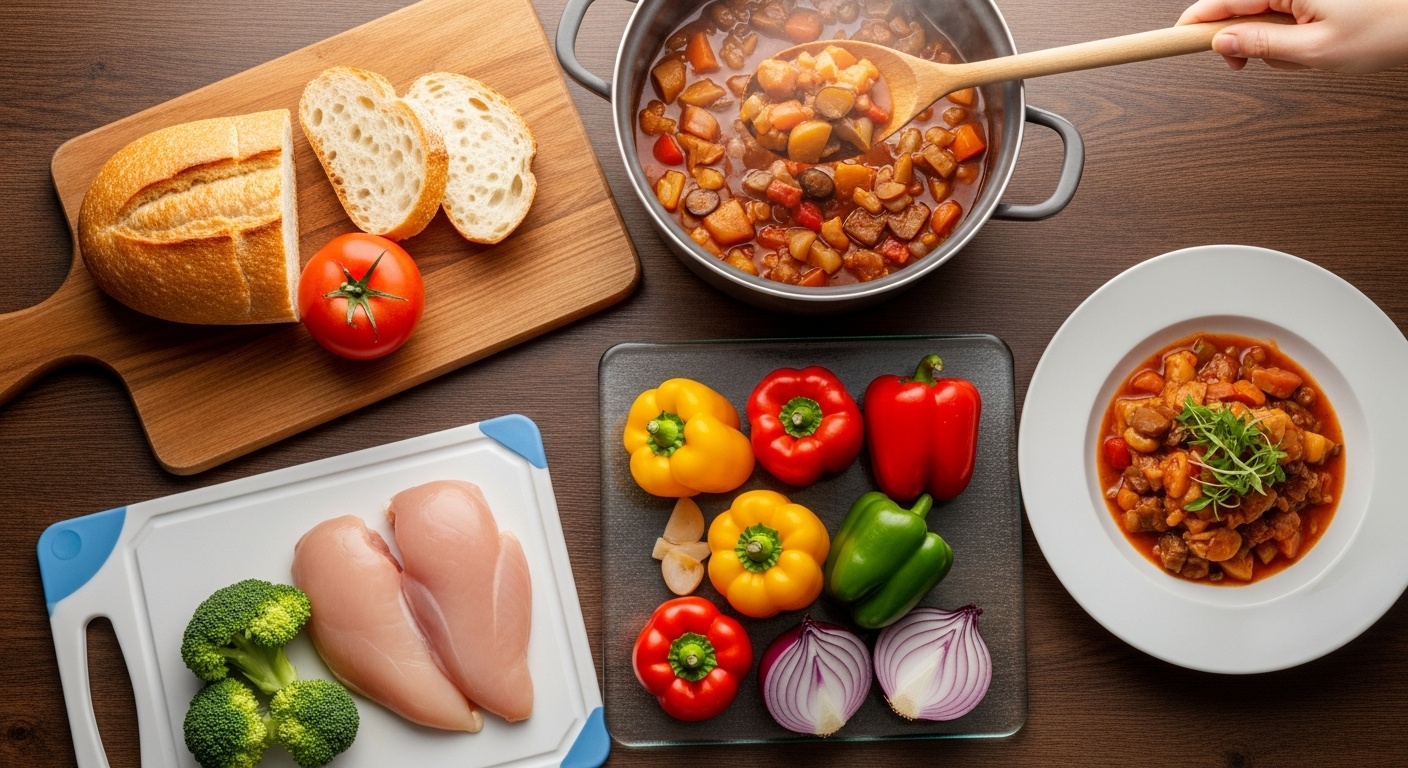 Various cutting boards including wood plastic and bamboo stacked on a kitchen counter