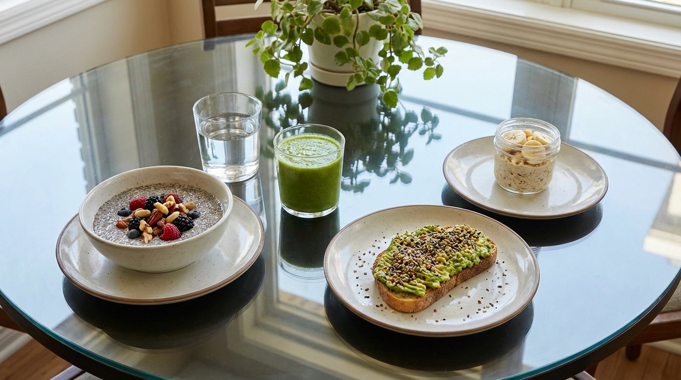 Easy High Fiber Breakfast Ideas for Gut Health - a large mason jar of overnight oats topped with fresh fruit