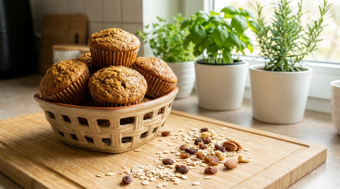 High Fiber Bran Muffins That Taste Good - appetizing food presentation for natural digestive relief